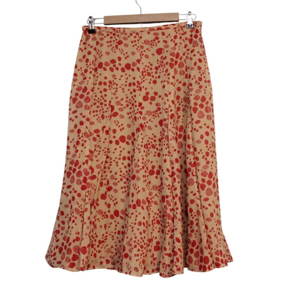 Vintage Y2K Midi Skirt Size 8 Valerie Stevens 100% Silk Artsy Boho Ruffle Retro